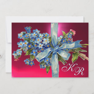 Invitación NO ME OLVIDES MONOGRAMA FIESTA DE BODAS azul rosa