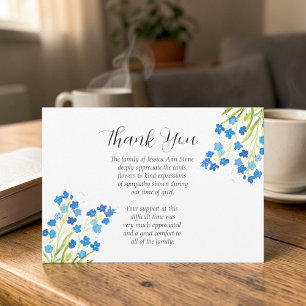 Invitación No me Olvides Simpatía Floral Funeral Gracias