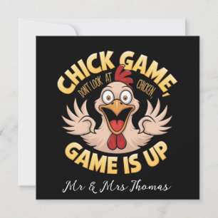 Invitación No mires el juego divertido de las gallinas