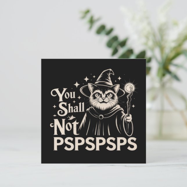 Invitación No Pasarás PSPSPSPS Gato Divertido Mago Papá  (Anverso de pie)