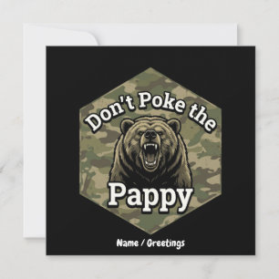 Invitación No Pinches al Papi Oso Grizzly Divertido y Áspero