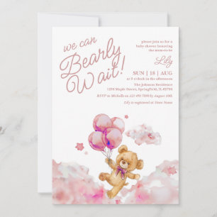 Invitación No Podemos Esperar al Osito Bebé Niña Baby Shower
