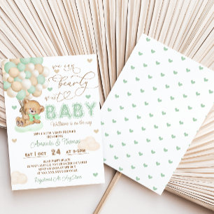 Invitación No Podemos Esperar Bebé Verde Fiesta Prenatal