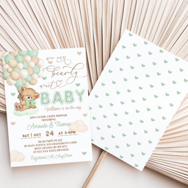 Invitación No Podemos Esperar Bebé Verde Fiesta Prenatal (Subido por el creador)