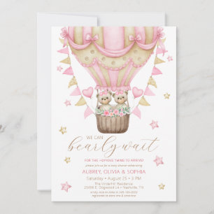 Invitación No Podemos Esperar Más Baby Shower de Gemelas