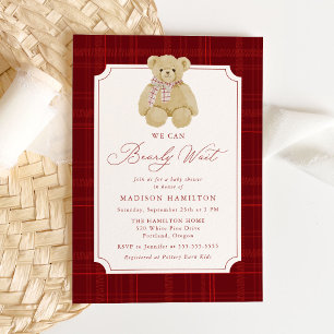 Invitación No Podemos Esperar Más Baby Shower de Oso de Peluc