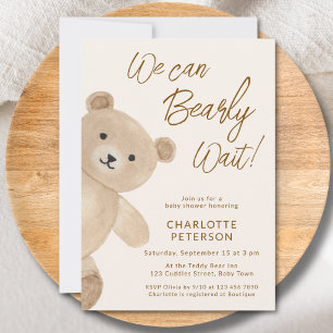 Invitación No Podemos Esperar Más Cute Bear Baby Shower