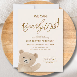 Invitación No Podemos Esperar Más Cute Oso Fiesta de Bebé