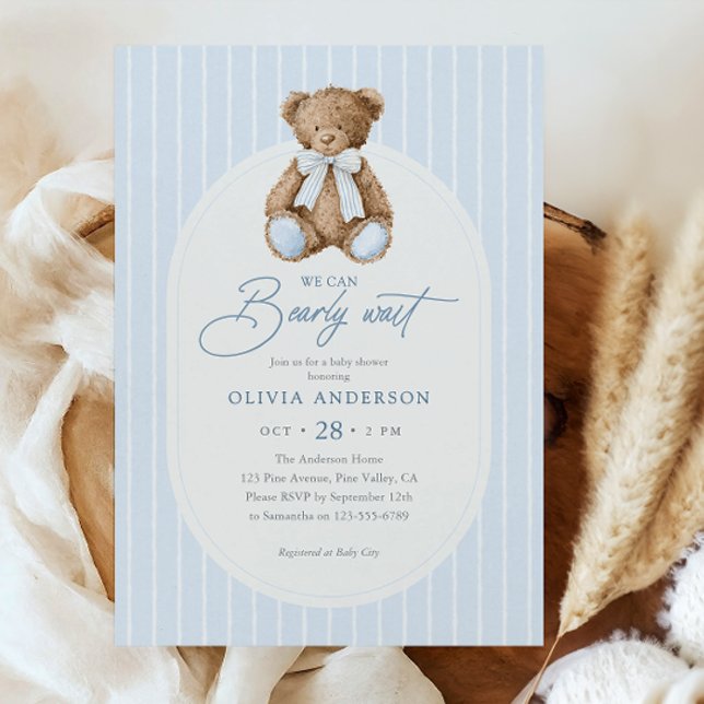 Invitación No Podemos Esperar Más Fiesta de Bebé de Oso de Pe (Subido por el creador)