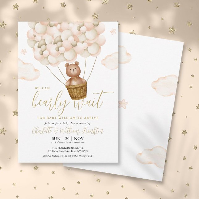 Invitación No Podemos Esperar Más Fiesta de Bebé del Oso Tedd (We Can Bearly Wait Teddy Bear Baby Shower Invitation)