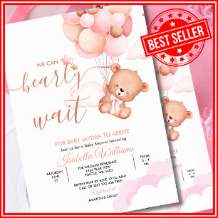 Invitación No Podemos Esperar Más Fiesta de Bebé Niña Rosa