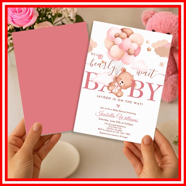 Invitación No Podemos Esperar Más Fiesta de Bebé Niña Rosa (Subido por el creador)
