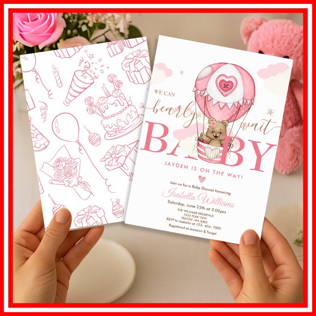 Invitación No Podemos Esperar Más Fiesta de Bebé Niña Rosa (Subido por el creador)