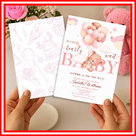 Invitación No Podemos Esperar Más Fiesta de Bebé Niña Rosa