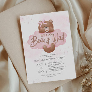 Invitación No Podemos Esperar Más Niña Oso de Peluche Baby Sh