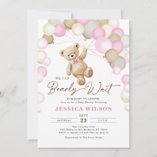 Invitación No Podemos Esperar Más Niña Oso de Peluche Baby Sh