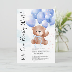 Invitación No Podemos Esperar Más Niño Oso Teddy Baño De Bebé