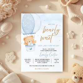 Invitación No Podemos Esperar Más Osito Globo Aerostático Beb