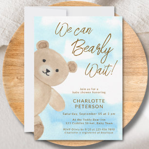 Invitación No Podemos Esperar Más Oso de Peluche Baby Shower
