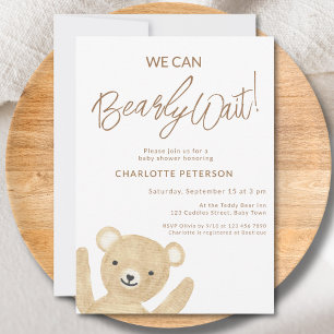 Invitación No Podemos Esperar Más Oso de Peluche Baby Shower
