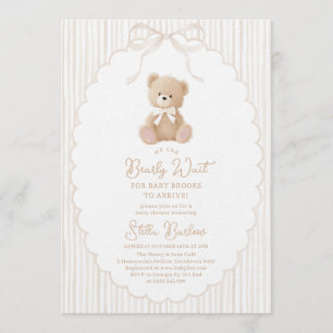 Invitación No Podemos Esperar Más Oso De Peluche Beige Baby S