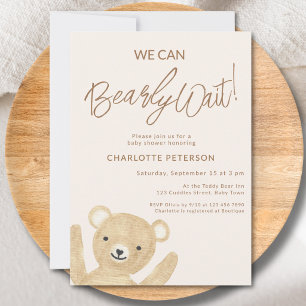 Invitación No Podemos Esperar Más Oso De Peluche Dulce Fiesta