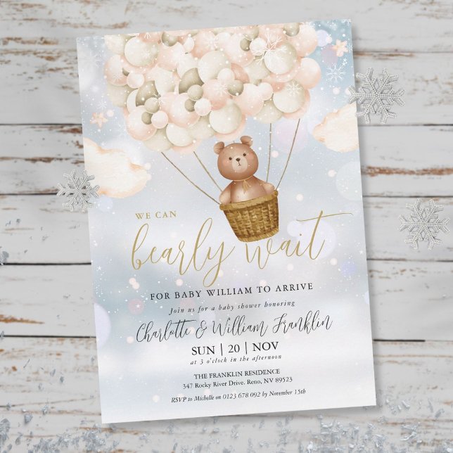Invitación No Podemos Esperar Más Oso De Peluche Invierno Bab (Subido por el creador)
