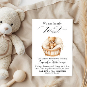 Invitación No Podemos Esperar Neutral Oso de Peluche Baby Sho