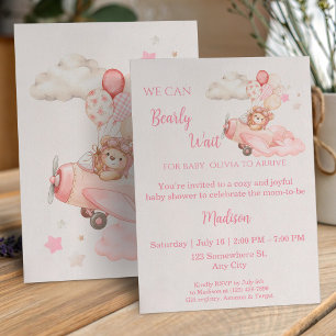 Invitación No Podemos Esperar Niña Aviadora Baby Shower