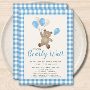 Invitación No Podemos Esperar Osito Azul Baby Shower 