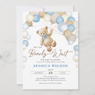 Invitación No podemos esperar Oso de peluche Niño Baño de beb