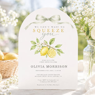 Invitación No podemos esperar para abrazarte Lemon Bow Baby S