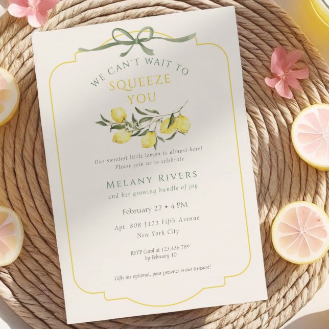 Invitación No podemos esperar para exprimirte a ti, Baby Show (We can't wait to Squeeze You Neutral Baby Shower Invitation)