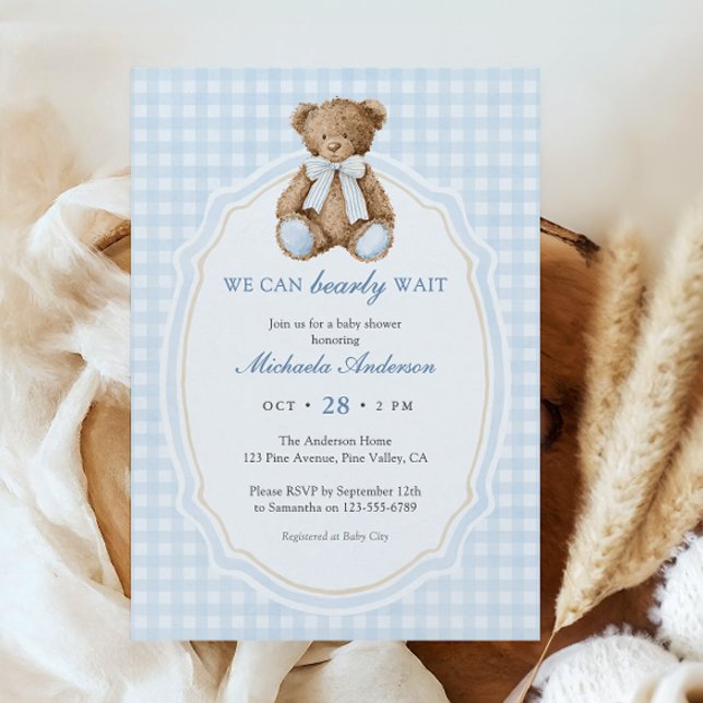 Invitación No podemos esperar para la ducha de bebé del osito (Subido por el creador)