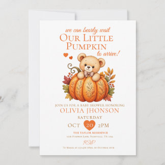 Invitación No Podemos Esperar Poco Calabacín Otoño Baby Showe