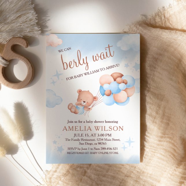 Invitación No Podemos Esperar Teddy Bear Globos Pastel Bebe  (Subido por el creador)