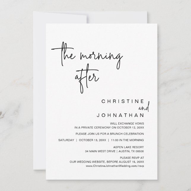 Invitación No pudimos esperar, Boda Elopement Dinner In (Anverso)