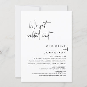 Invitación No pudimos esperar, Boda Elopement Fiesta