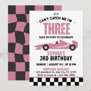 Invitación No Puedes Atraparme Cumpleaños 3 Autito de Carrera
