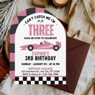 Invitación No Puedes Atraparme Cumpleaños 3 de Carreras de Au