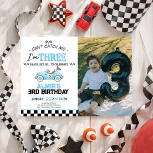 Invitación No Puedes Atraparme Cumpleaños 3er coche de carrer
