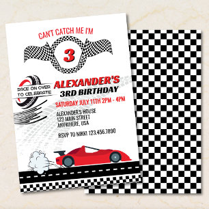 Invitación No Puedes Atraparme Soy Niño de Coche de Carreras
