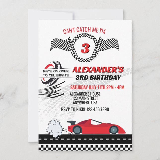 Invitación No puedo atraparme el cumpleaños de los niños de c (Anverso)