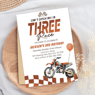 Invitación No puedo atraparme Naranja Dirt Bike Boy tercer cu