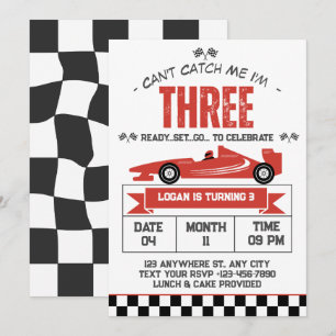 Invitación No Puedo Atraparme Soy Tres Carrera De Autos Cumpl