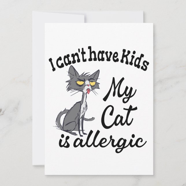 Invitación No puedo tener hijos Mi gato es alérgico (Anverso)