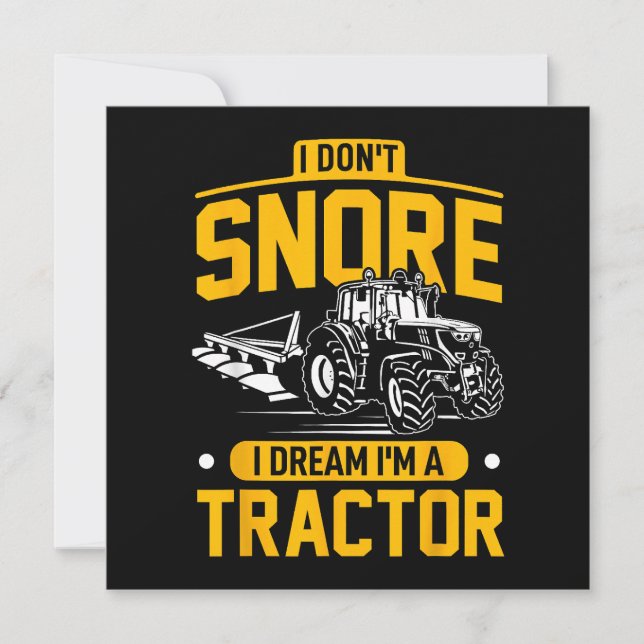 Invitación No ronco, sueño que soy un tractor - granjero grac (Anverso)