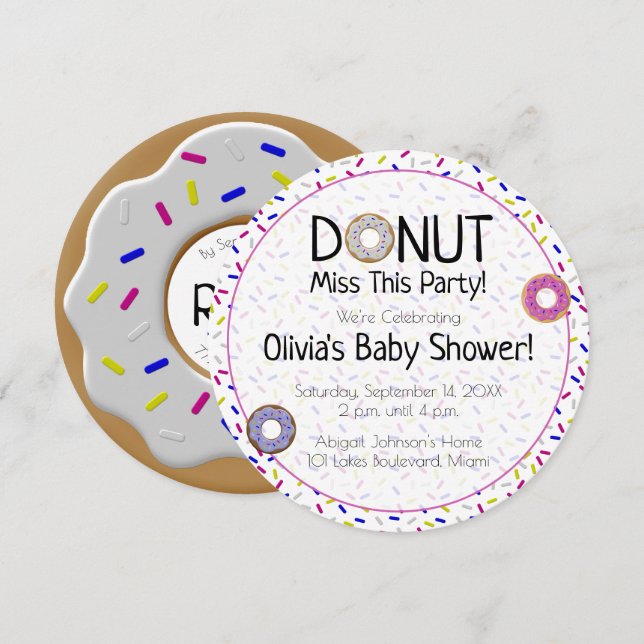 Invitación No se pierda este Fiesta de Baby Shower neutral de (Anverso / Reverso)