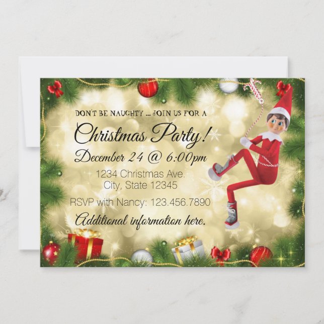 Invitación No seas Fiesta de Navidades traviesos (Anverso)
