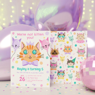 Invitación No somos gatitos, fiesta de cumpleaños de gatos ga